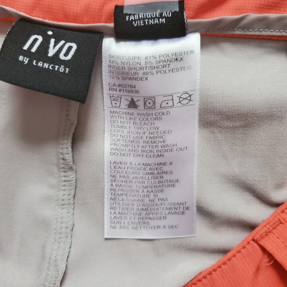 N'VO By Lanctot Women's Red Orange With Inner Shorts Golf Skort Size 10 - Picture 11 of 11